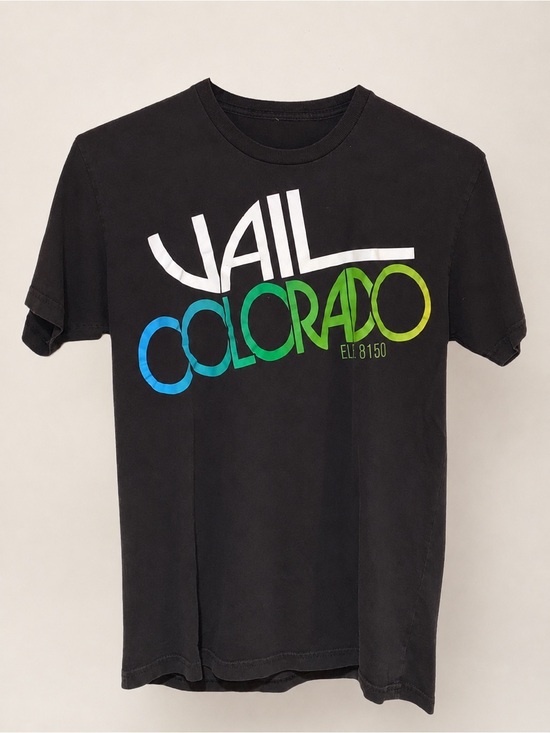 Vintage Other - VTG 90s Black Cotton VAIL COLORADO Retro Ski Graphic Tee Shirt Small / Medium